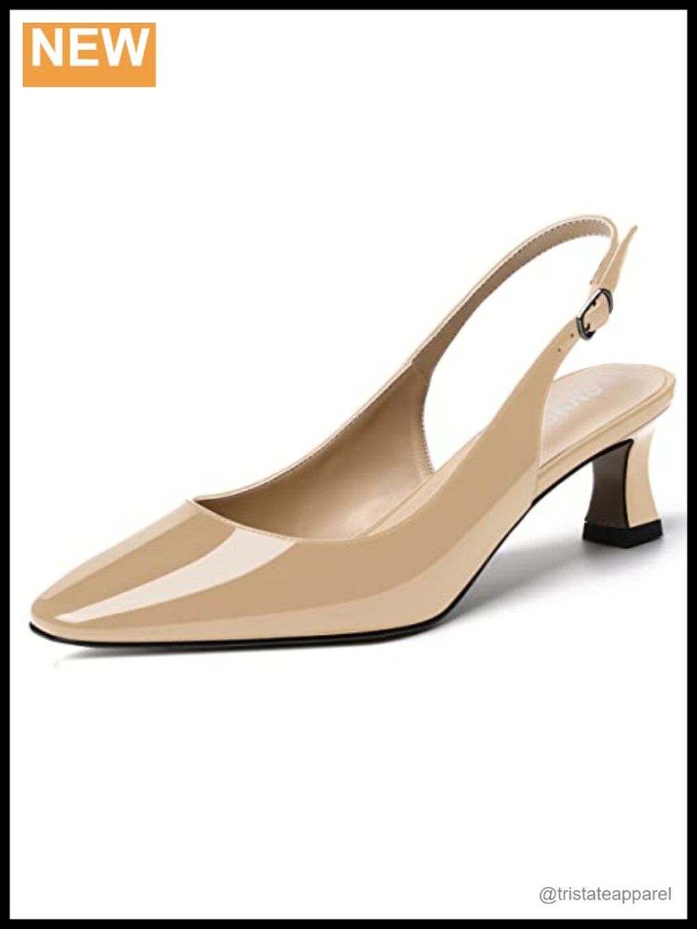 Women's Patent Slingback Kitten Heel Square Toe Pumps Office Evening Shoes